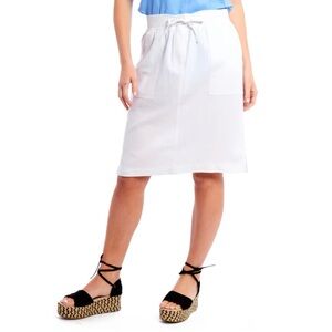 Ellen Tracy White Knee-Length Tie Front  Skirt , 100% linen.